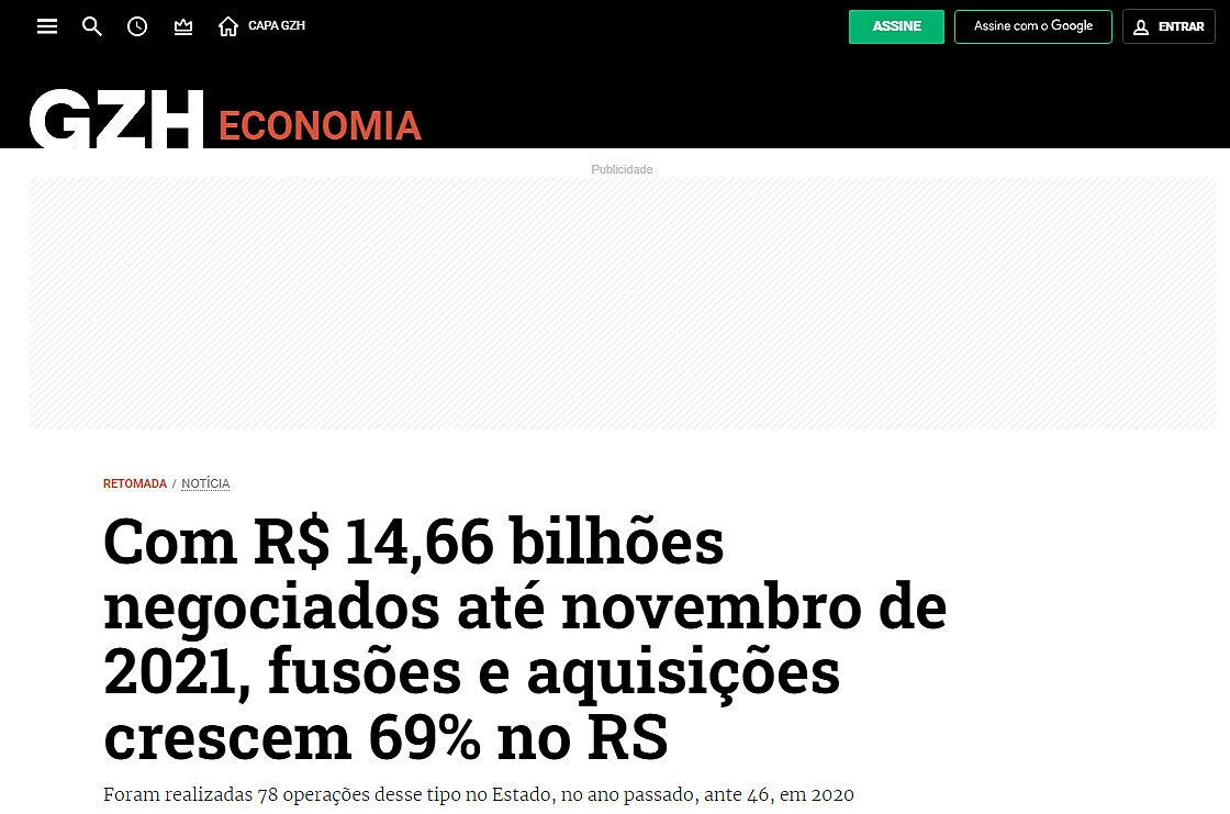 Com R$ 14,66 bilhes negociados at novembro de 2021, fuses e aquisies crescem 69% no RS